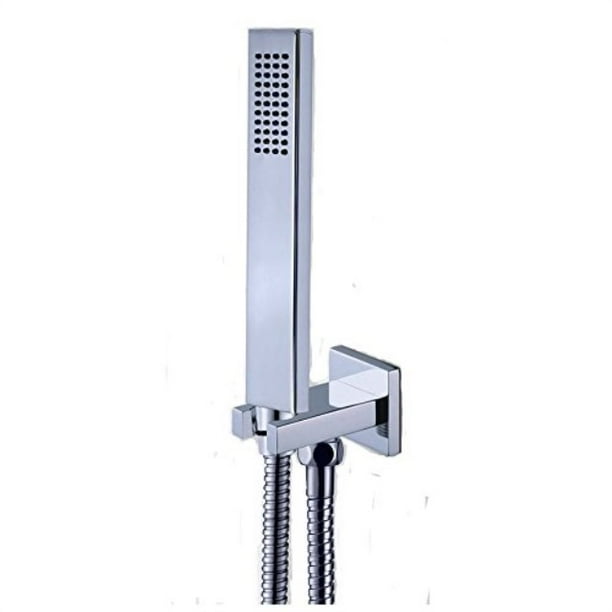 Ownace Square Solid Brass Chrome Hand Held Shower Head With Wall Connector and Hose Set